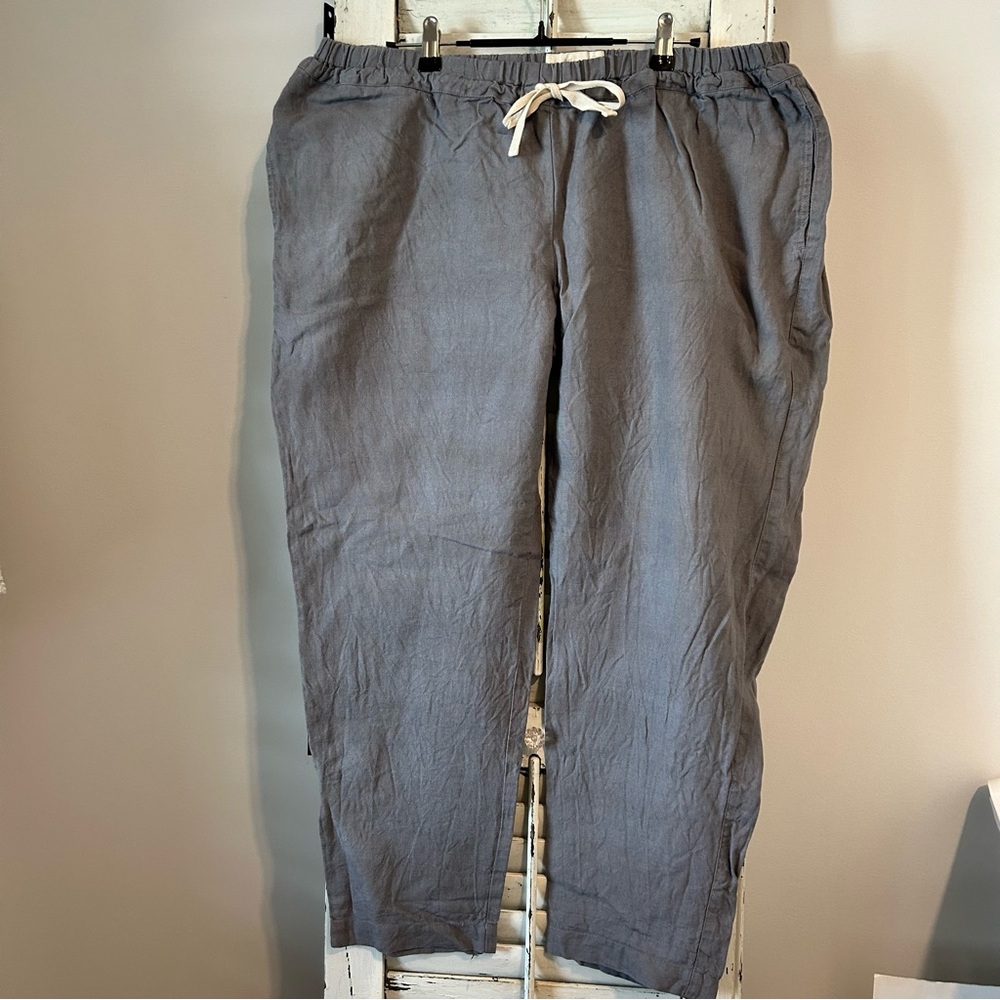 Not Perfect Linen Athens pant with drawstring size XXL lightweight grey linen